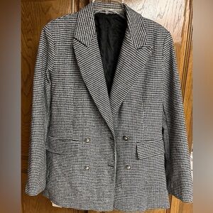 NEW! Commense Black and White Houndstooth Double Breasted Blazer